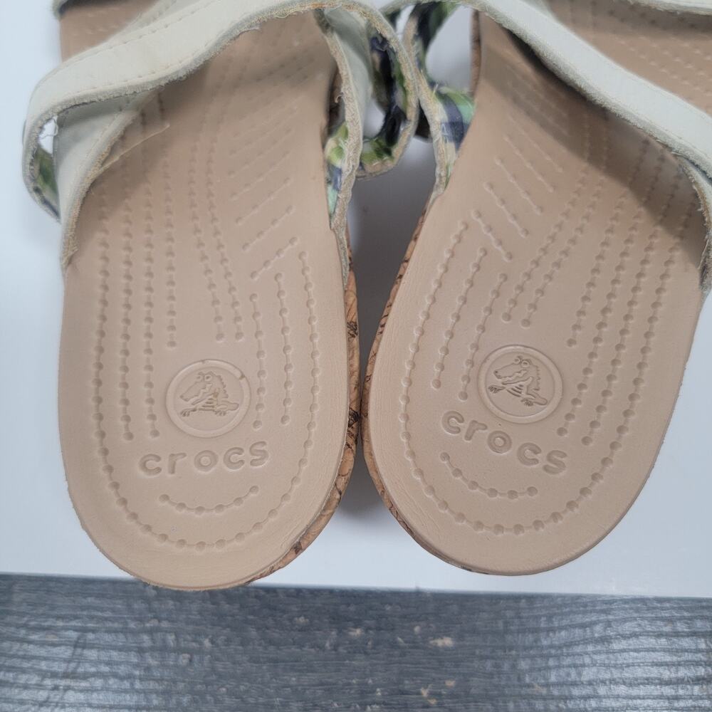 Crocs Womens 8W Aleigh Cork Wedge Strappy Slip On Sandals - Picture 7 of 10